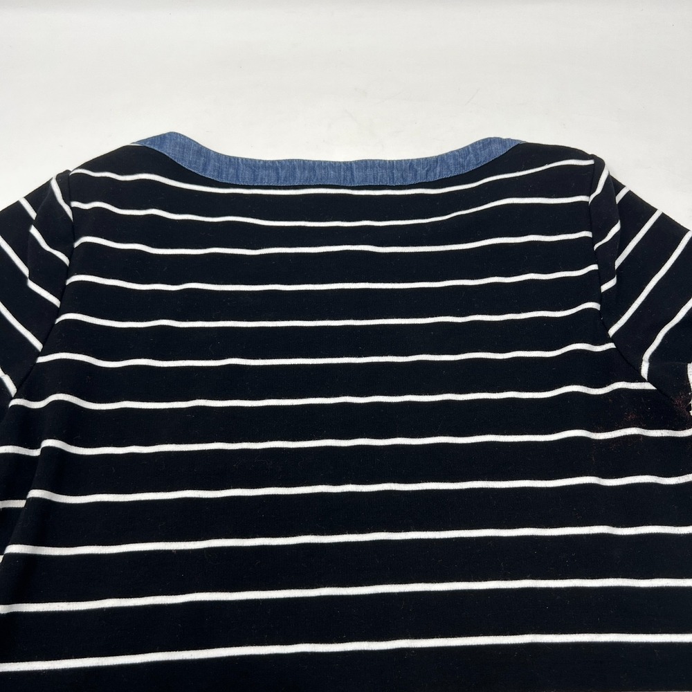 Tommy Hilfiger Womens Large Black‎ White Stripe Boat Neck Nautical Shirt Dress - Picture 12 of 13